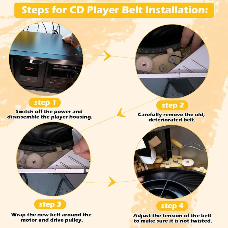ulapithi Upgrade 2 Door Belt CD Player Belts and 4 Drive Belts Compatible with Sony CD Player Model for CDP-CX455 CDP-CX450 CDP-CX400 CDP-CX355 CDP-CX350 CDP-CX335 CDP-CX300 and 421606101 - Image 5